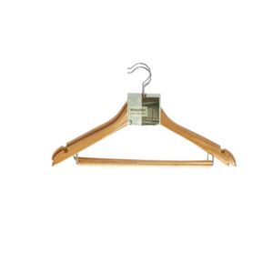 Yikai 3-Piece Wooden Shirt Hanger with Trouser Bar Brown and Silver WHM30076